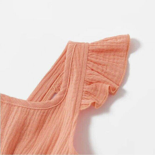 Coral Pink Floral Baby Girls Dress - MARIGOLD