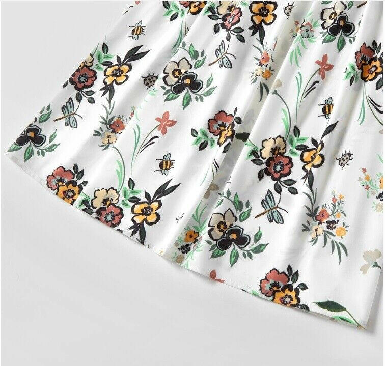 NEW Size 9-12 months Baby Dress Flowers LadyBug Bumble Bee print White Dress - MARIGOLD