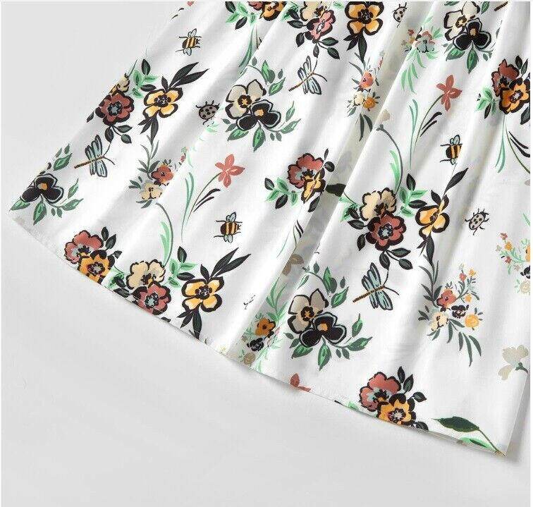 NEW Size 9-12 months Baby Dress Flowers LadyBug Bumble Bee print White Dress - MARIGOLD