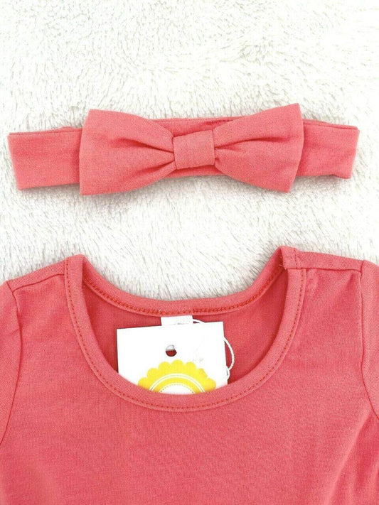 Red and White Baby Dress and Headband Set - MARIGOLD