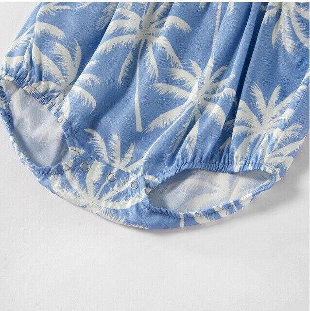 size 3-6 months new baby girls romper blue tropical palms baby girl romper - MARIGOLD