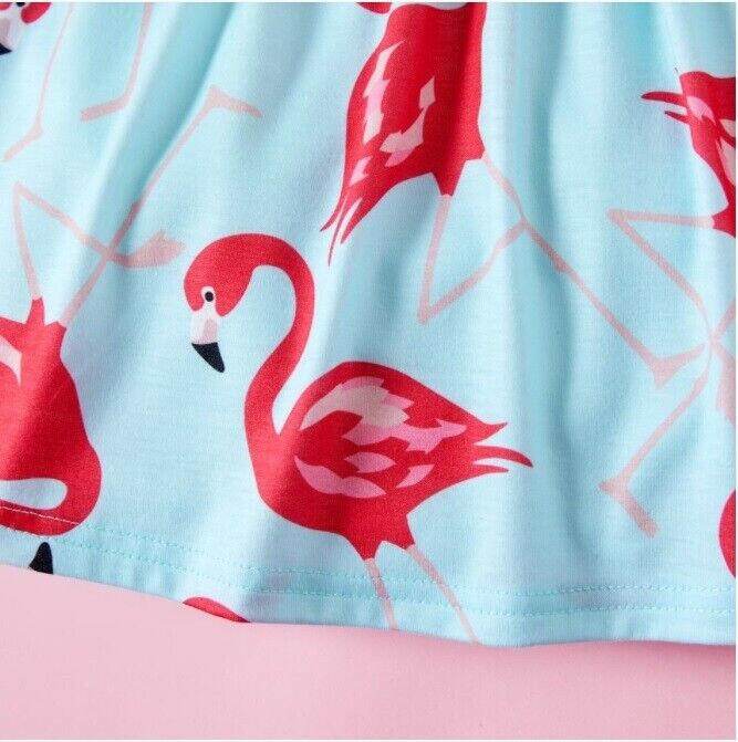 Acqua Blue Pink Flamingo Bow Dress - Baby & Toddler - MARIGOLD