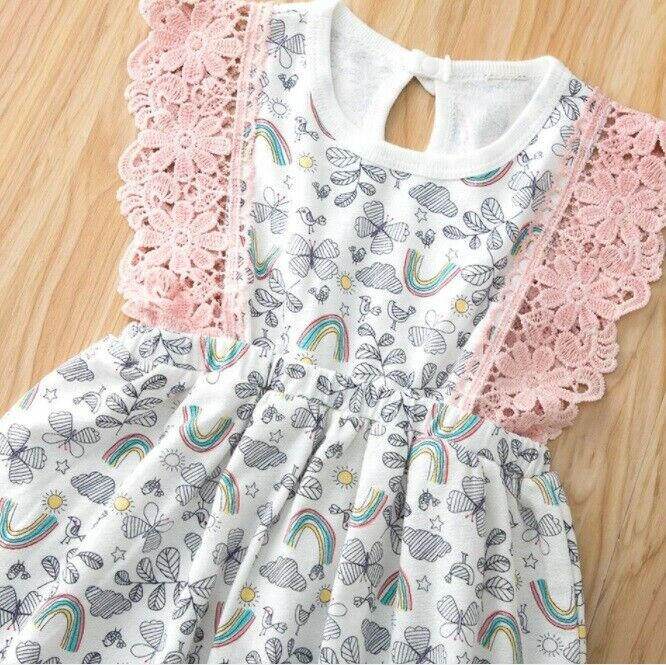 Rainbows and Butterflies Garden Baby Pinafore Dress (9-12M) - MARIGOLD
