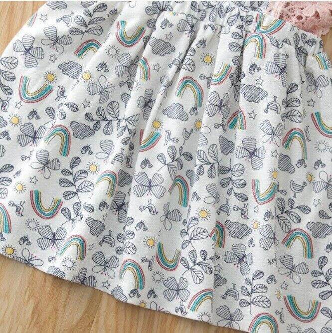 Rainbows and Butterflies Garden Baby Pinafore Dress (9-12M) - MARIGOLD