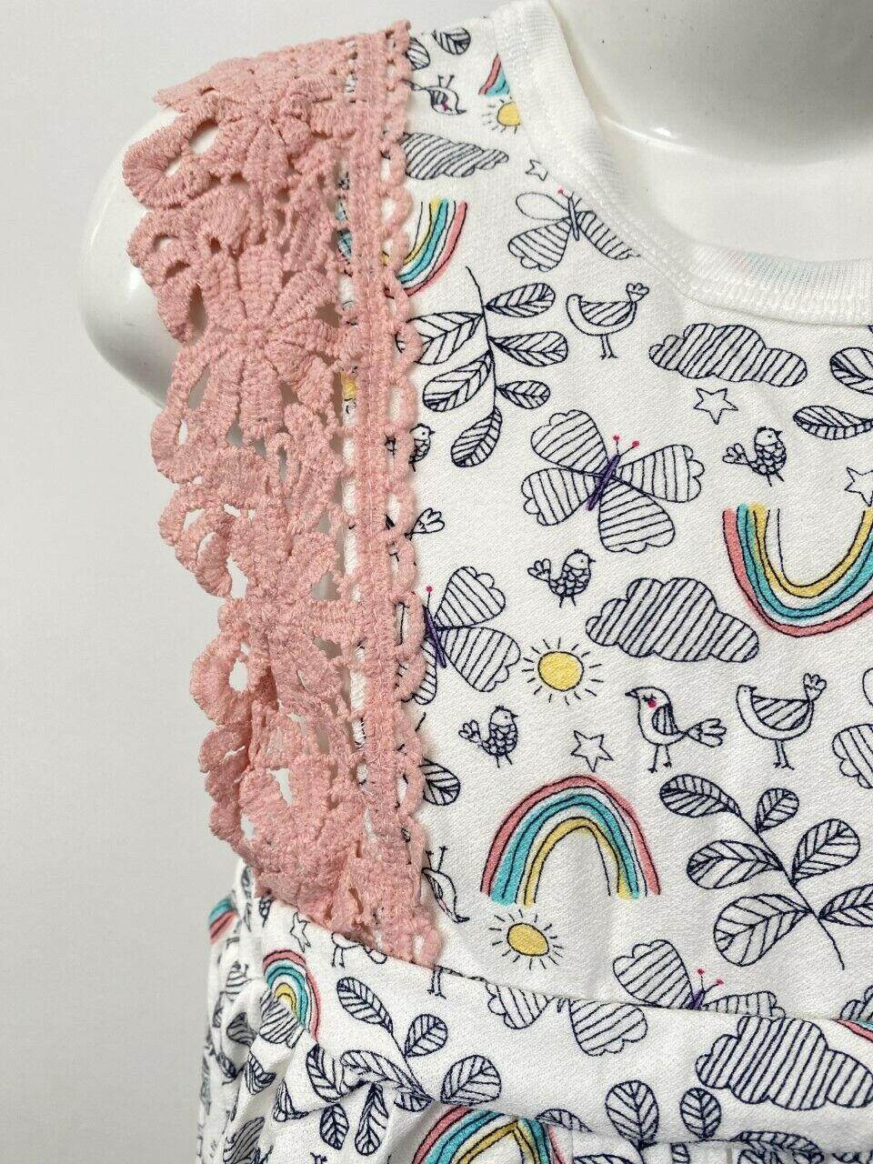 Rainbows and Butterflies Garden Baby Pinafore Dress (9-12M) - MARIGOLD