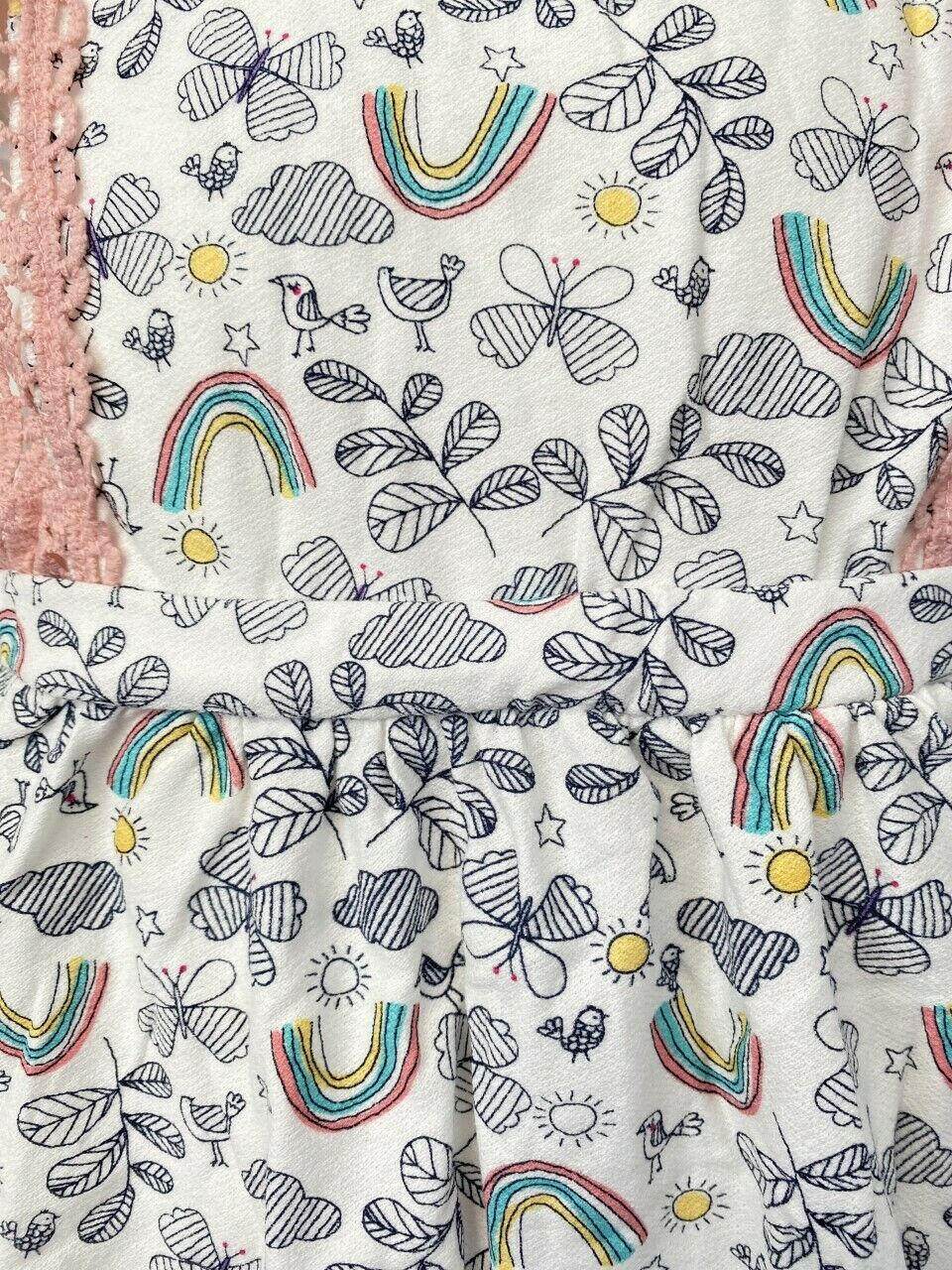 Rainbows and Butterflies Garden Baby Pinafore Dress (9-12M) - MARIGOLD