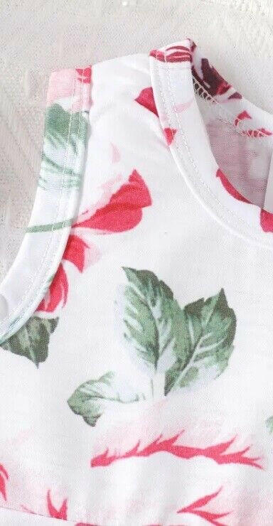 Rose Red Floral Print Girls Dress - MARIGOLD