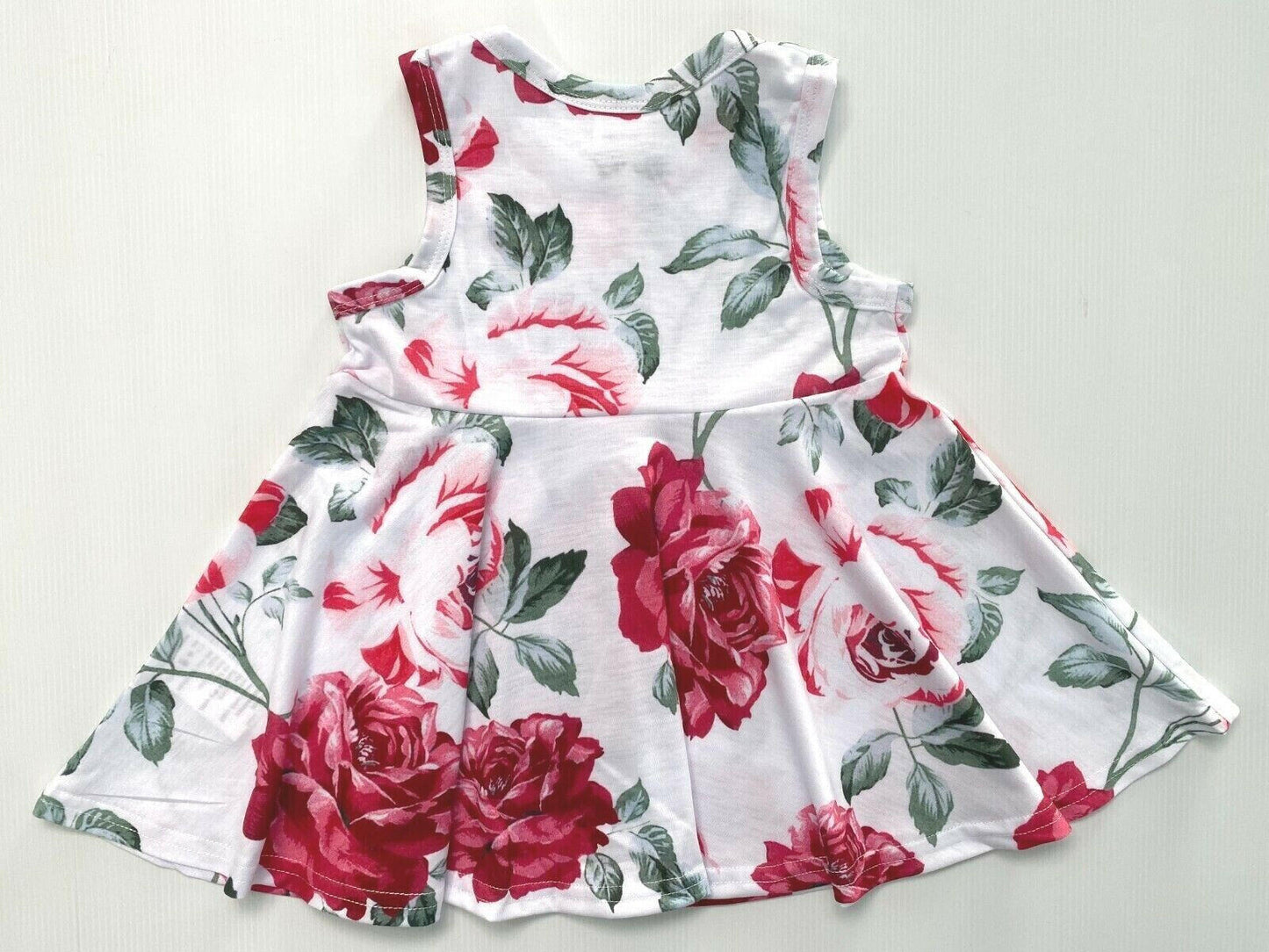 Rose Red Floral Print Girls Dress - MARIGOLD