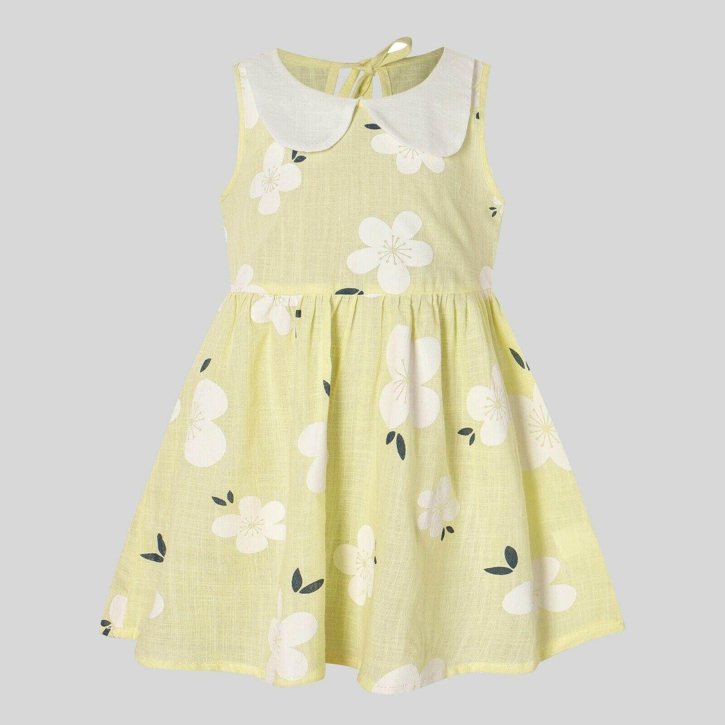 Size 18-24m Yellow Dress with White Floral Print - 100% Cotton - MARIGOLD