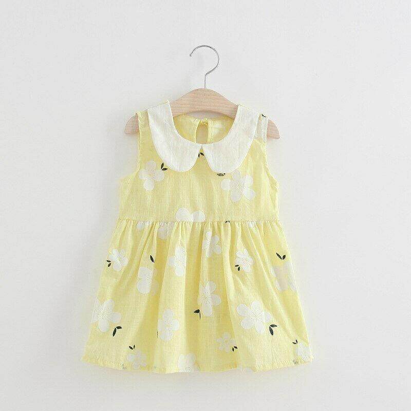 Size 18-24m Yellow Dress with White Floral Print - 100% Cotton - MARIGOLD