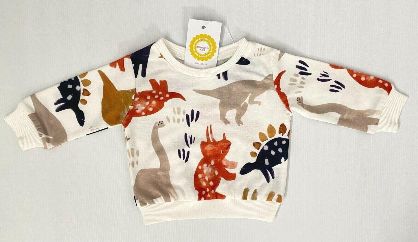 Baby Boys Dinosaur Print Long Sleeve Top - MARIGOLD