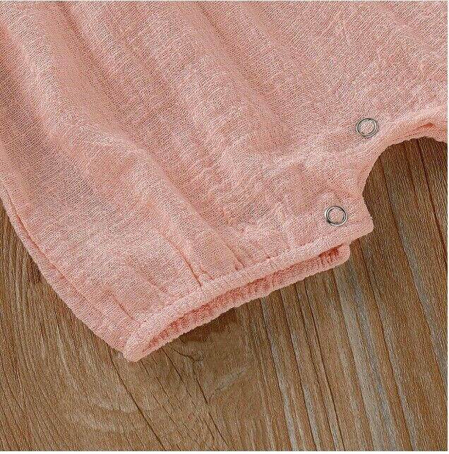 Coral Pink Lace Trim Baby Romper & Headband Set - MARIGOLD