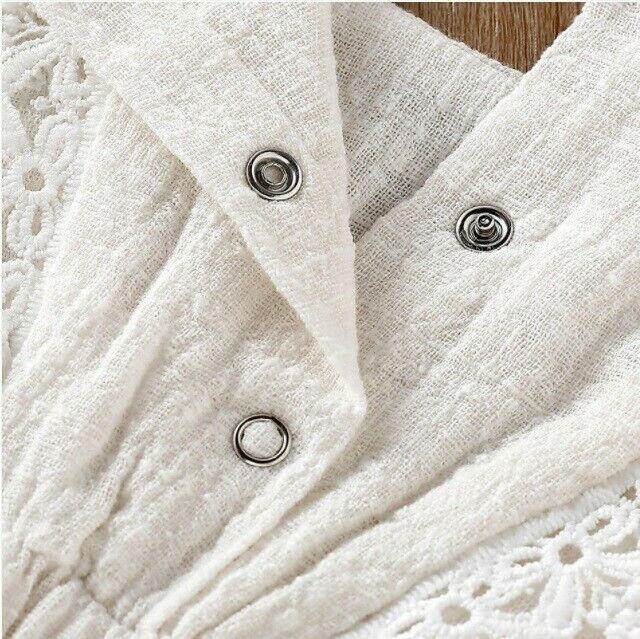 White Lace Trim Romper and Headband set - MARIGOLD