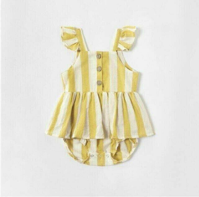 size 6-9 months new baby girls dress yellow striped dress - 1 LEFT ! - MARIGOLD