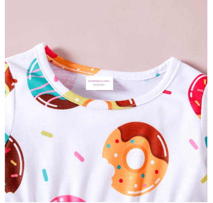 Baby Toddler Girls Donut Print Long Sleeve Dress - MARIGOLD
