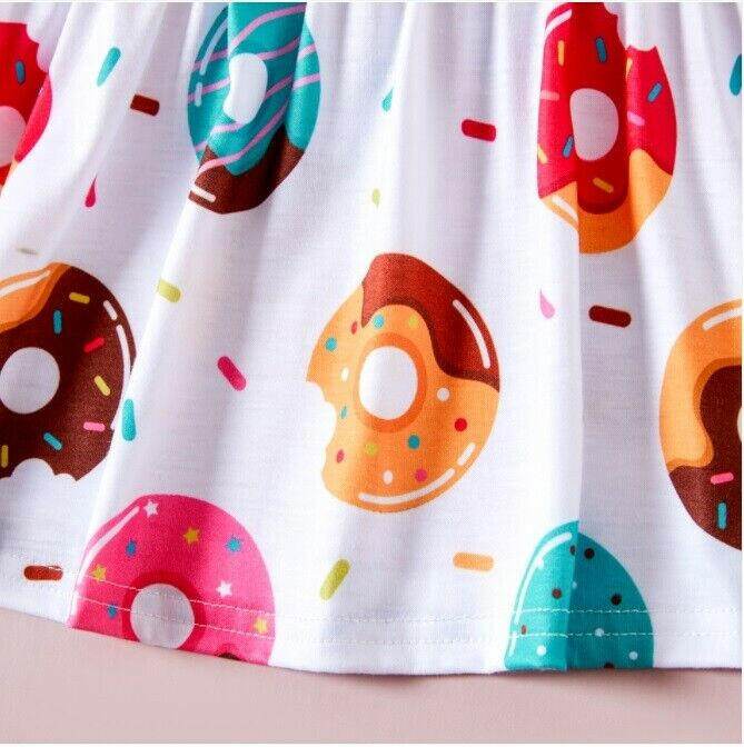 Baby Toddler Girls Donut Print Long Sleeve Dress - MARIGOLD