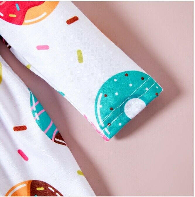 Baby Toddler Girls Donut Print Long Sleeve Dress - MARIGOLD