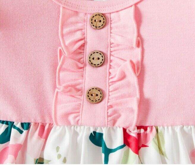 Baby Toddler Girls Pink Floral Long Sleeve Dress - MARIGOLD