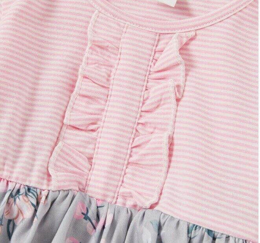 NEW Baby Girls Pink Stripe Floral Long Sleeve Dress - MARIGOLD