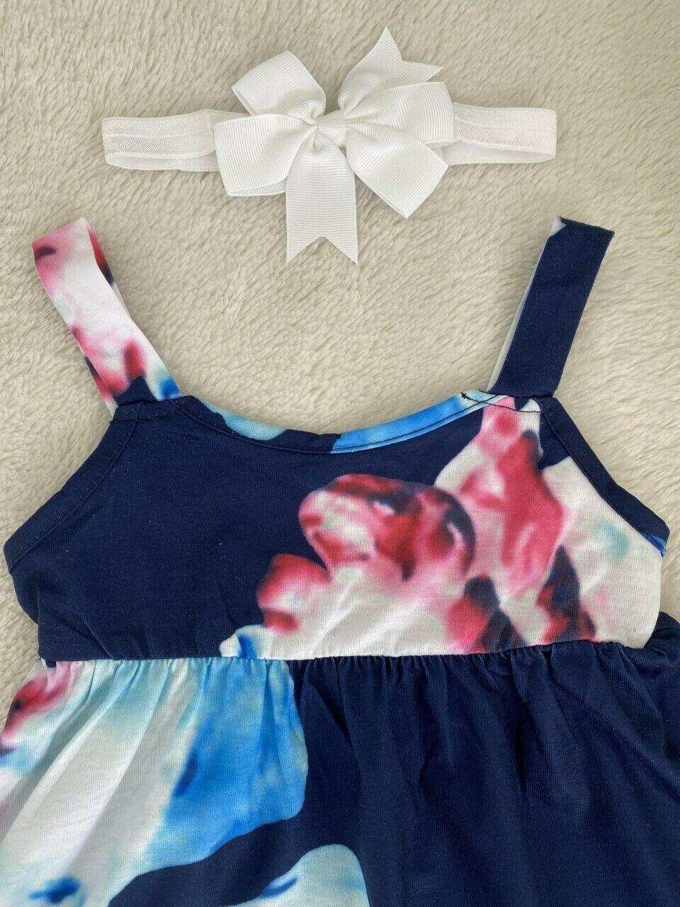 Baby Girls Dress NEW Size 6-9 months Navy Floral High Low Baby Dress & Headband - MARIGOLD