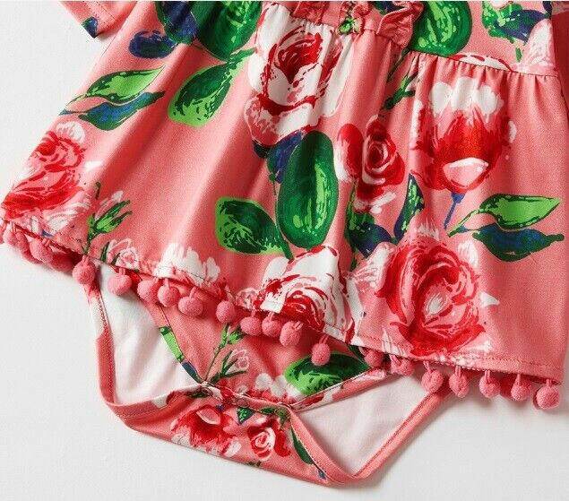 baby girls dress size 3-6 months coral pink floral dress and headband set - MARIGOLD