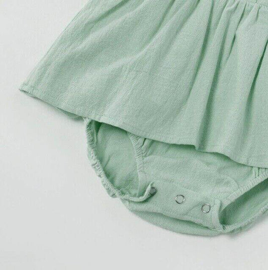 size 0-3 months new baby girls dress beautiful green flutter sleeve baby dress - MARIGOLD