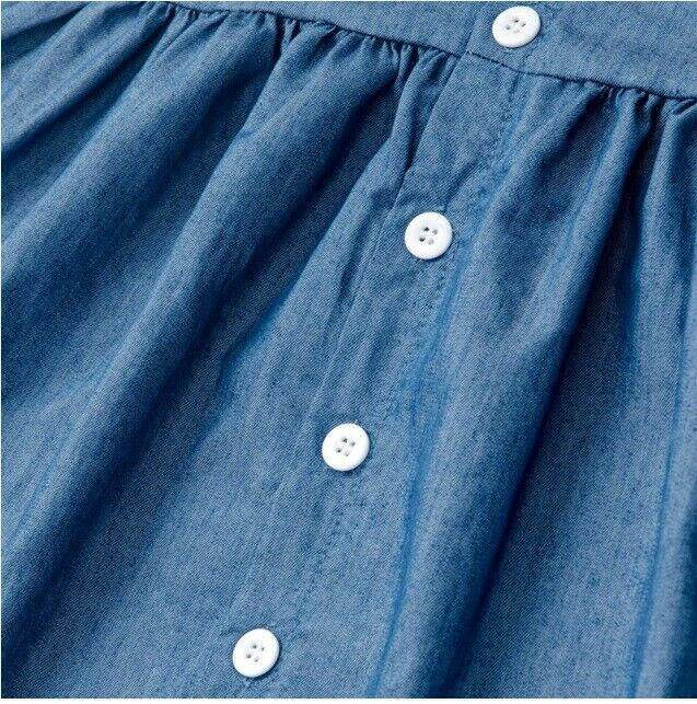 Girls Dress New Blue Chambray Flutter Sleeve Girls Dress - MARIGOLD