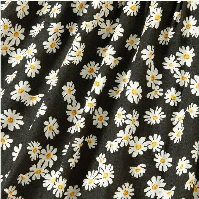 size 18-24m to 5-6y new girls dress black daisy print long sleeve cotton dress - MARIGOLD