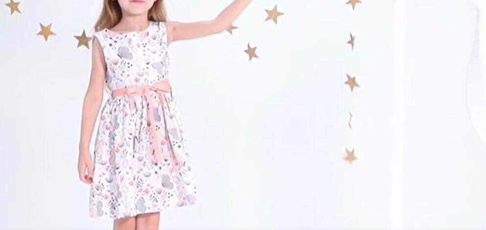 Pink Grey Butterfly Floral 100% Cotton Girls Dress - MARIGOLD