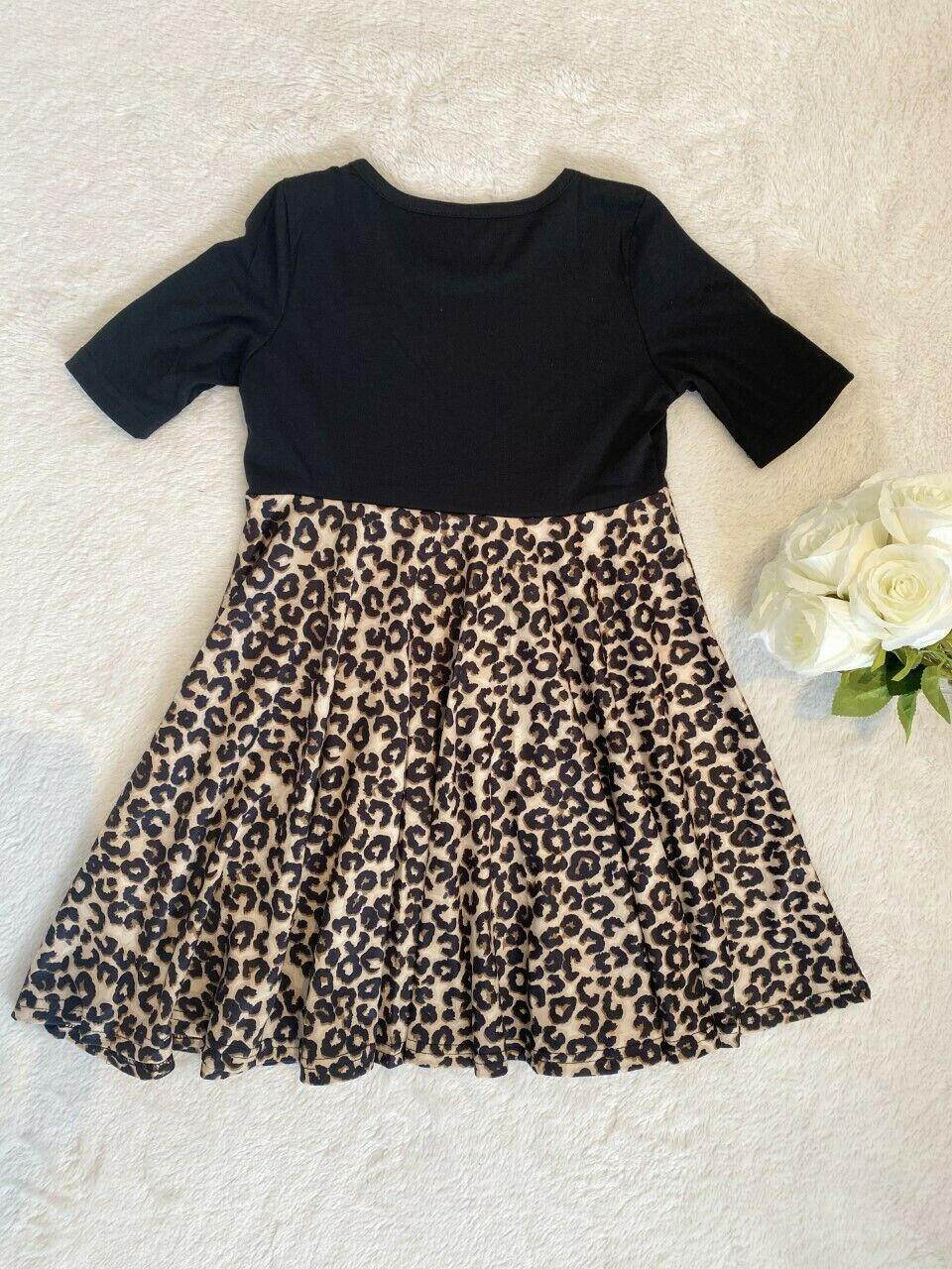 black & brown leopard print girls dress - MARIGOLD