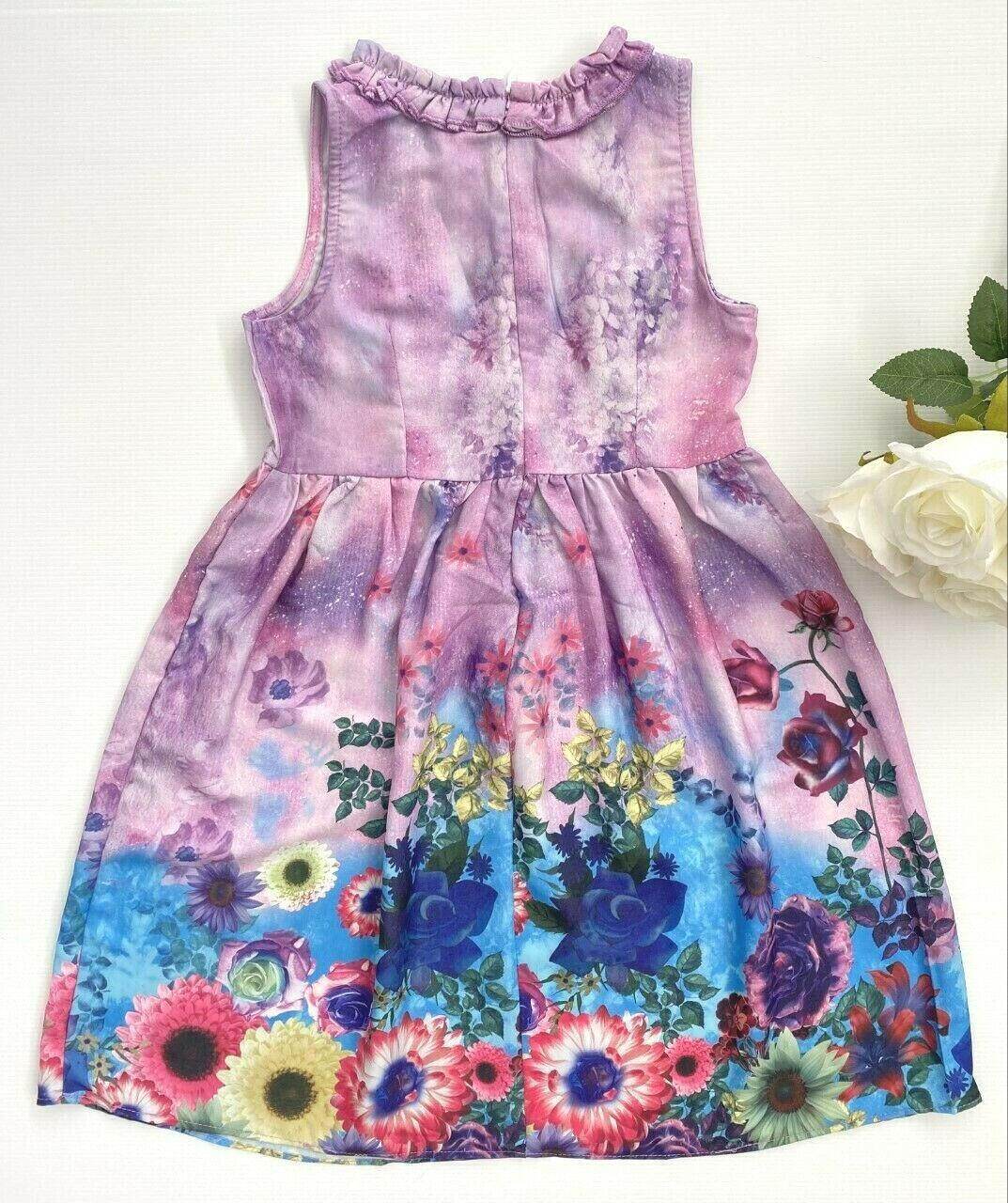 girls dress new floral art print lilac dress girls dress party dress - MARIGOLD