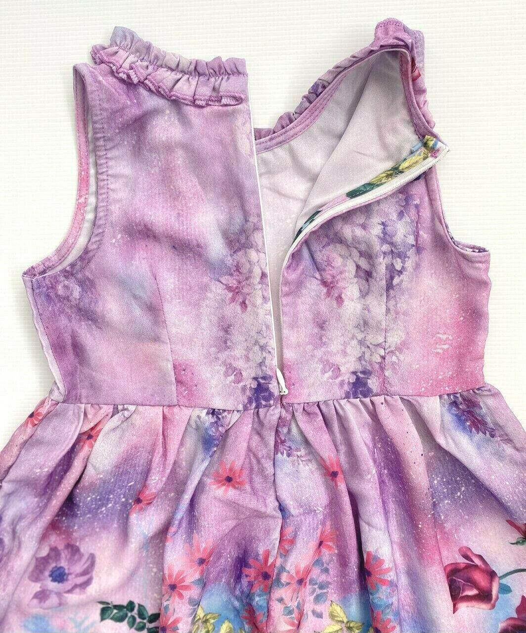 girls dress new floral art print lilac dress girls dress party dress - MARIGOLD