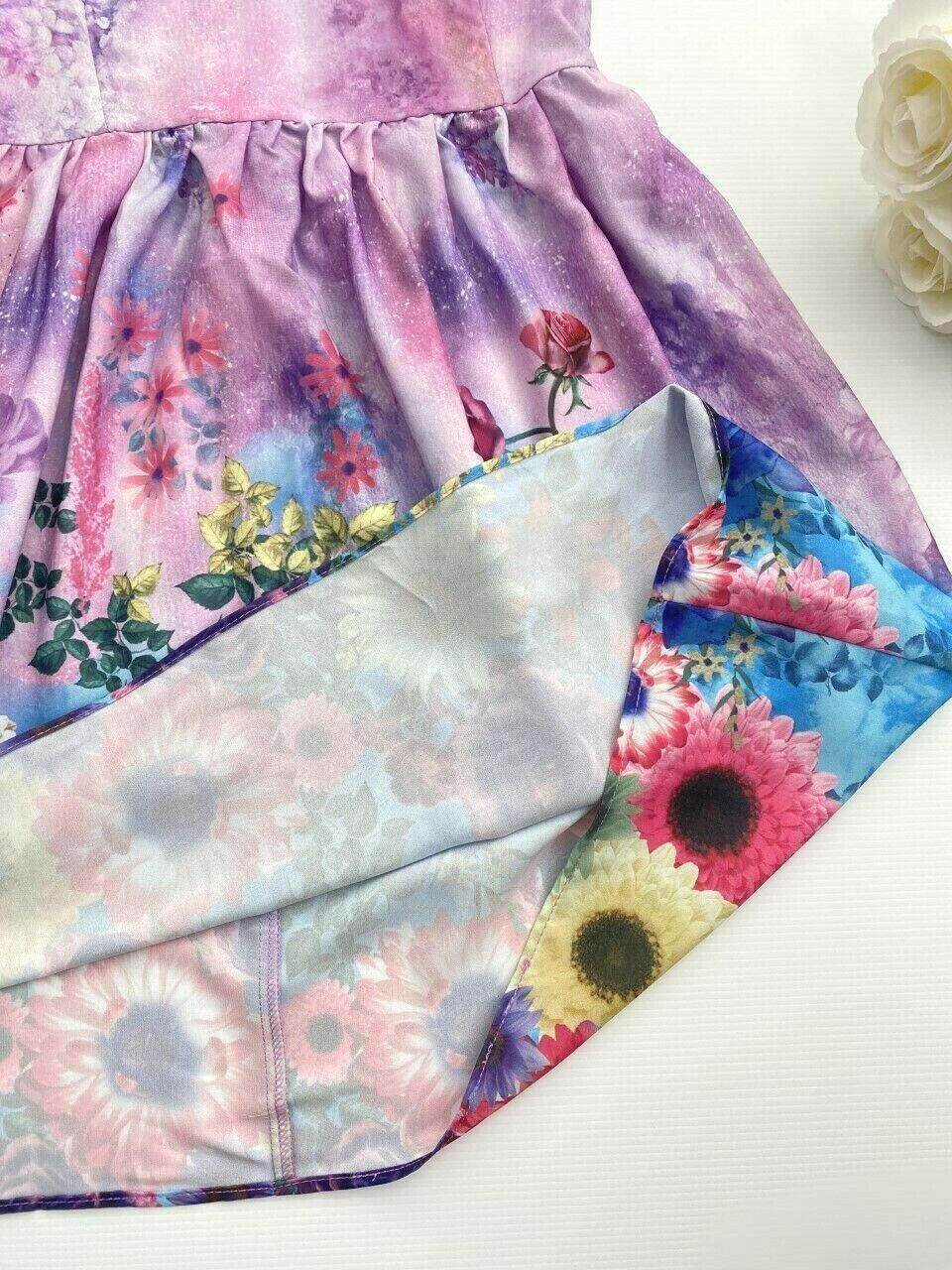 girls dress new floral art print lilac dress girls dress party dress - MARIGOLD