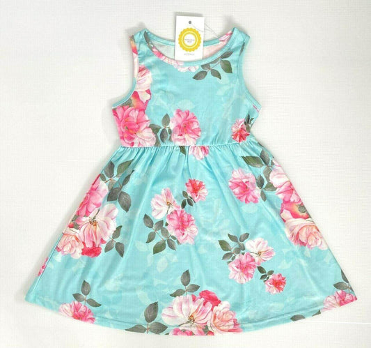 Girls dress new pink camellia rose blue girls dress floral girls dress - MARIGOLD
