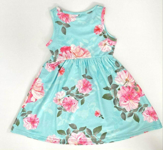 Girls dress new pink camellia rose blue girls dress floral girls dress - MARIGOLD