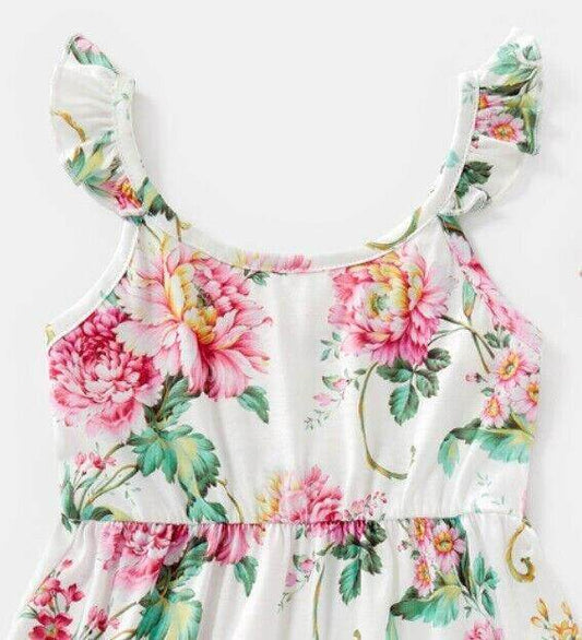 Girls dress new pink floral flutter sleeve dress & headband set - MARIGOLD