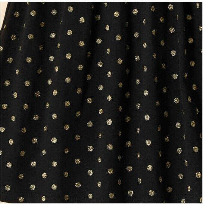 Girls Dress: Size 2Y Gold Glitter Polkadot Black Girls Dress - MARIGOLD