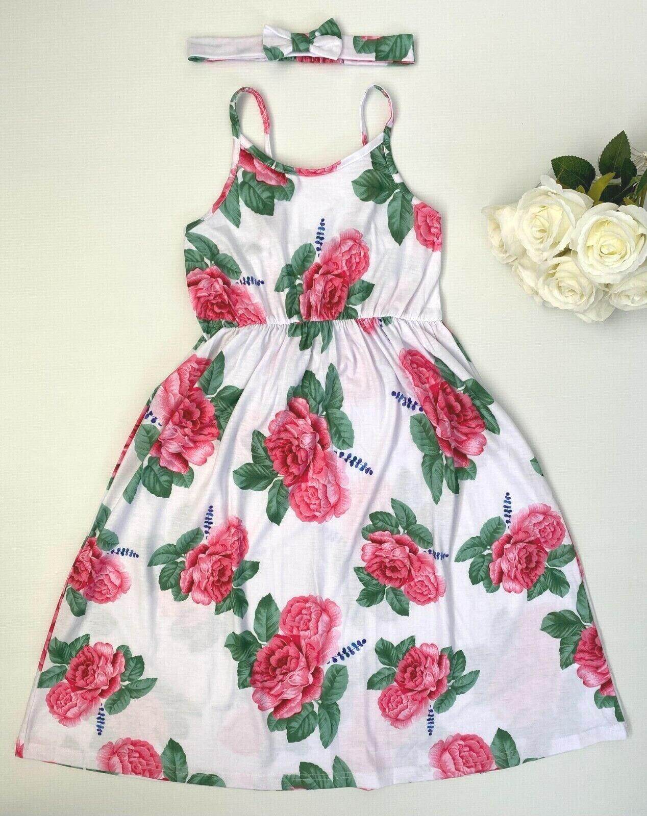 Girls Maxi Dress- Girls' Pink Floral Maxi Dress and Headband Set - MARIGOLD