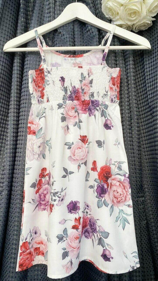 New Girls Dress: Flower and Rose Floral Print Sundress - MARIGOLD