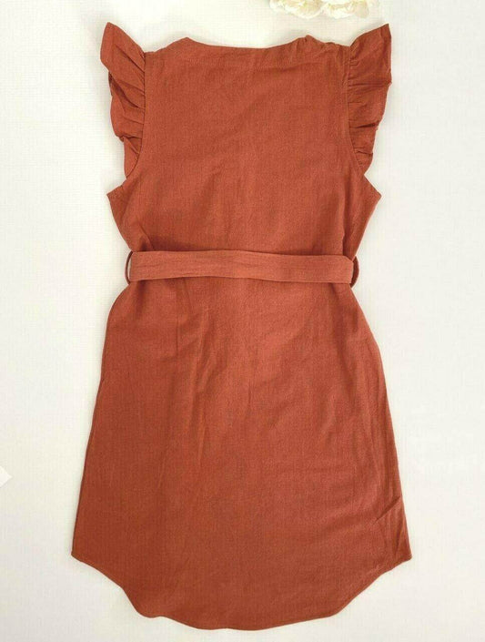 Sienna curved hem belted girls dress - MARIGOLD