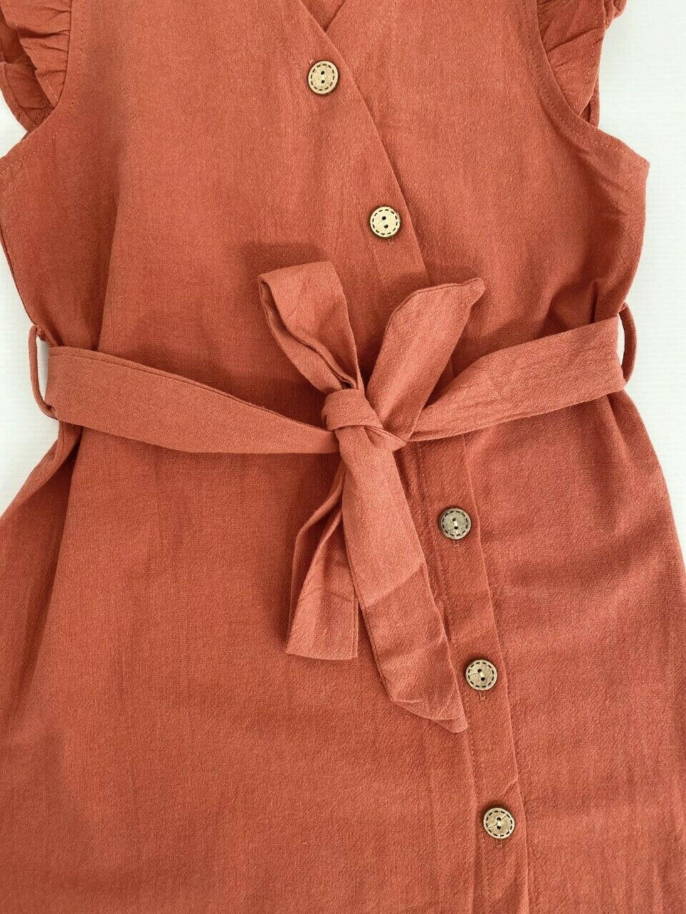 Sienna curved hem belted girls dress - MARIGOLD