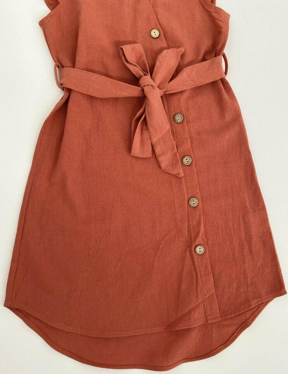 Sienna curved hem belted girls dress - MARIGOLD