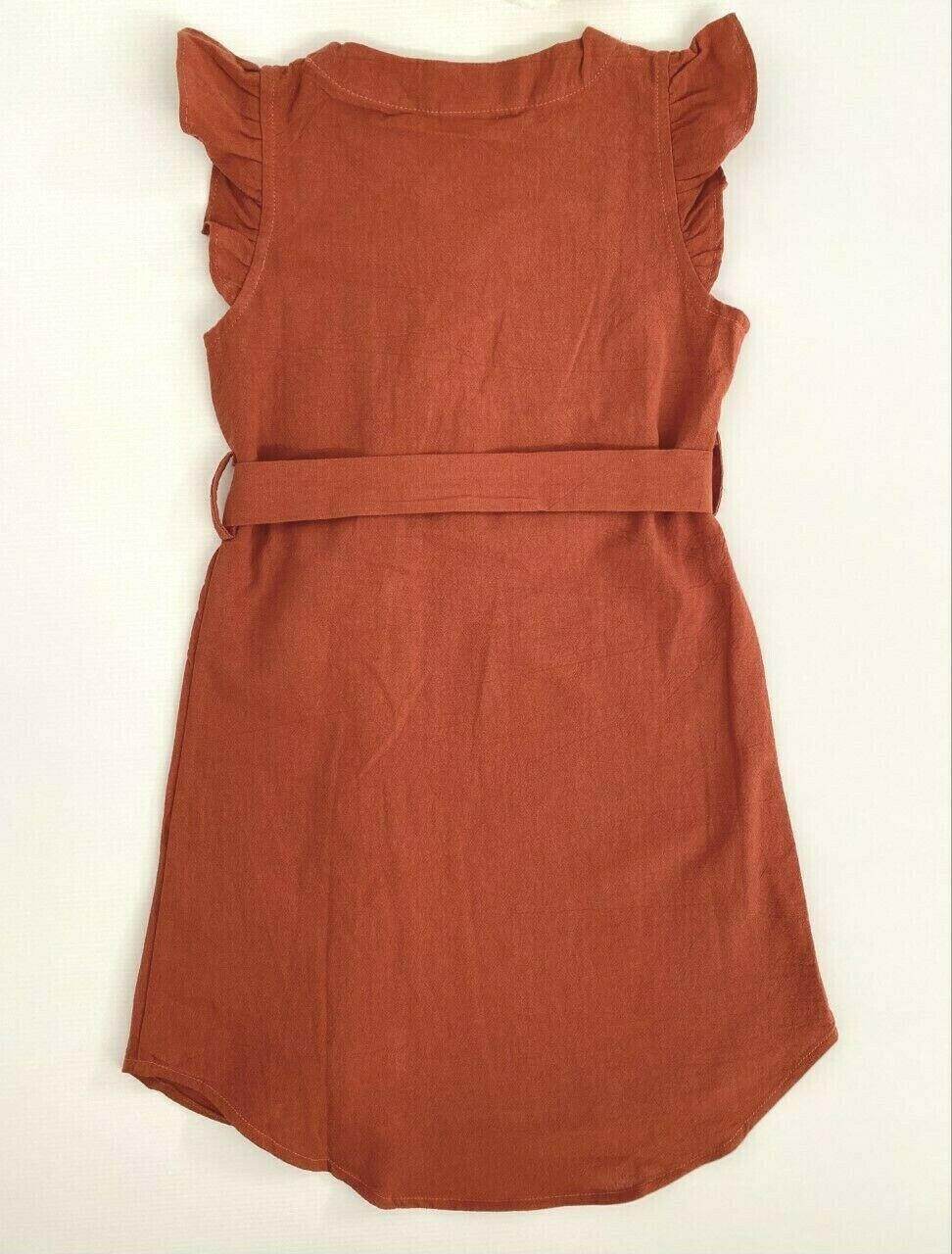 Sienna curved hem belted girls dress - MARIGOLD