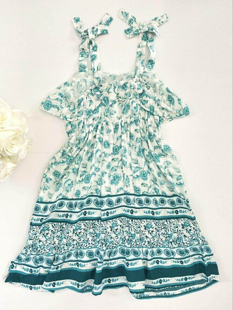Size 2/4/6/8 years new girls dress turquoise floral boho style girls dress - MARIGOLD