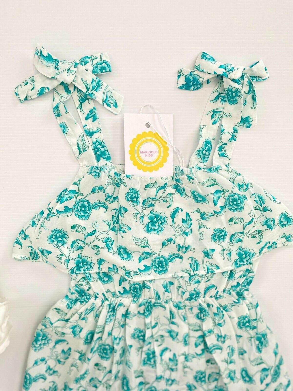 Size 2/4/6/8 years new girls dress turquoise floral boho style girls dress - MARIGOLD