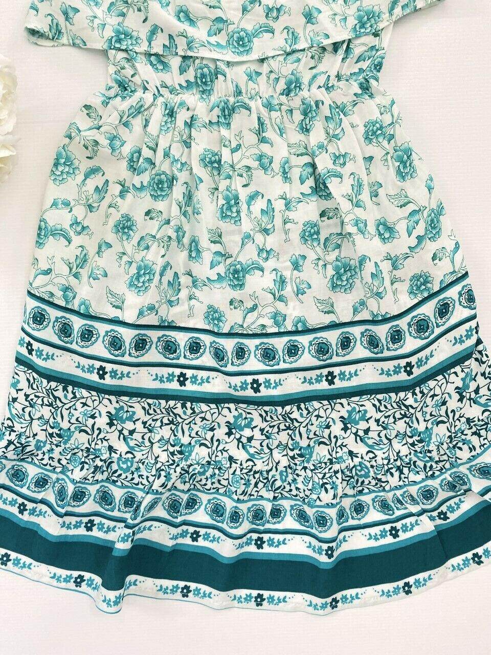 Size 2/4/6/8 years new girls dress turquoise floral boho style girls dress - MARIGOLD