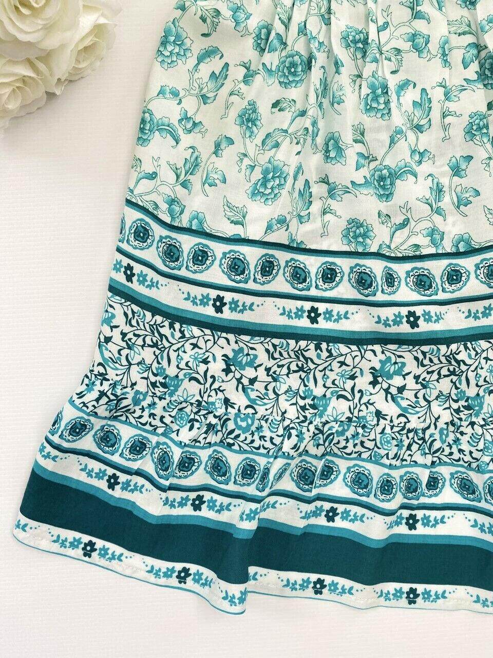 Size 2/4/6/8 years new girls dress turquoise floral boho style girls dress - MARIGOLD