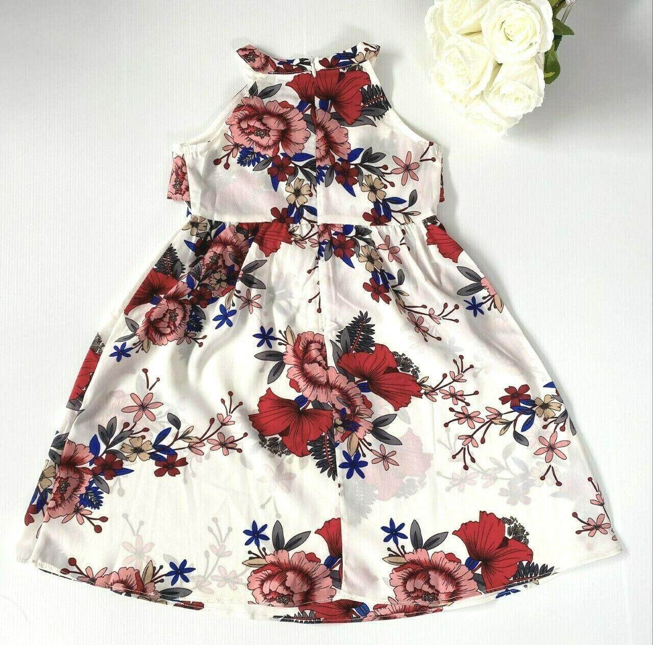 size 2 years / 3-4 years new girls dress red floral white girls dress - MARIGOLD