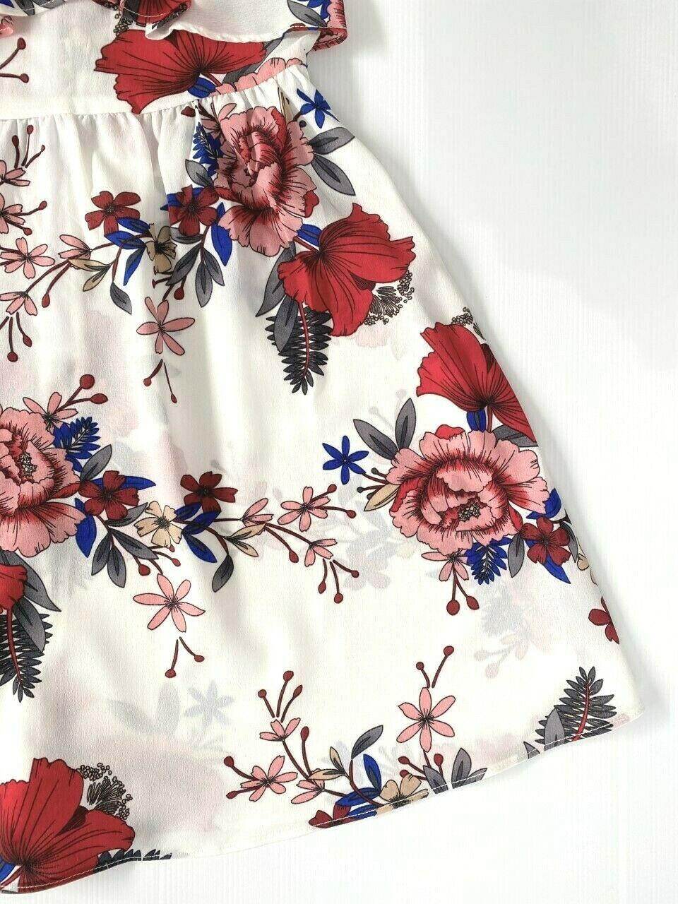 size 2 years / 3-4 years new girls dress red floral white girls dress - MARIGOLD