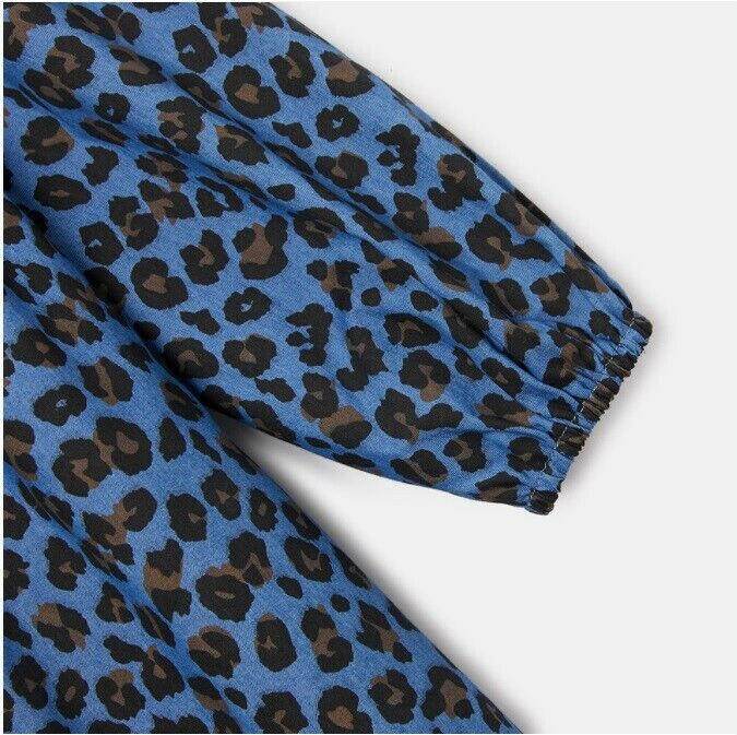 size 2 years new girls dress leopard print blue chambray long sleeve dress - MARIGOLD